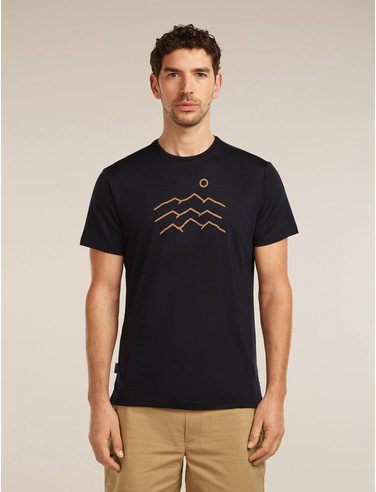 Men's Merino Blend 125 Cool-LiteTM Sphere Short Sleeve Tee Across the Peaks - Black / L