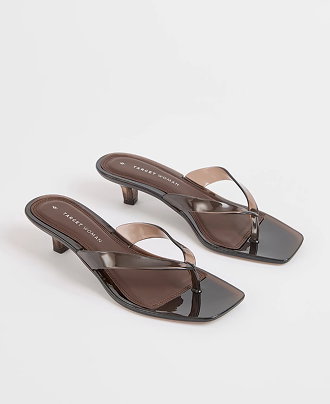 Heeled jelly thongs