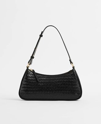 Mini embossed weave shoulder bag