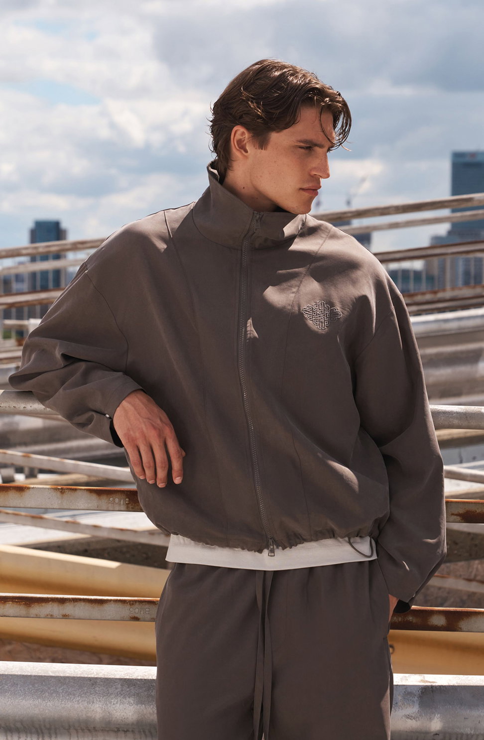 CUPRO FUNNEL NECK ZIP THROUGH