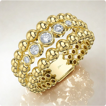 Shy Creation Diamond 1/3ctw. Three Row Bezel Fashion Ring in 14k Yellow Gold