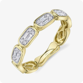 Shy Creation Diamond 1/4ctw. Horizontal Bezel Wedding Ring in 14k Yellow Gold