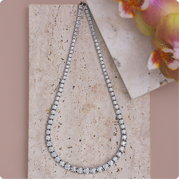 Shy Creation 0.95ctw. Diamond Tennis Necklace in 14k White Gold