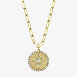Shy Creation Diamond 1/3ctw. Paperclip Link Pendant in 14k Yellow Gold