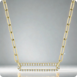 Shy Creation 0.26ctw. Diamond Bar Link Necklace in 14k Yellow Gold