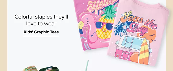 Colorful staples they’ll love to wear. Kids graphic tees. Two different pink t-shirts.