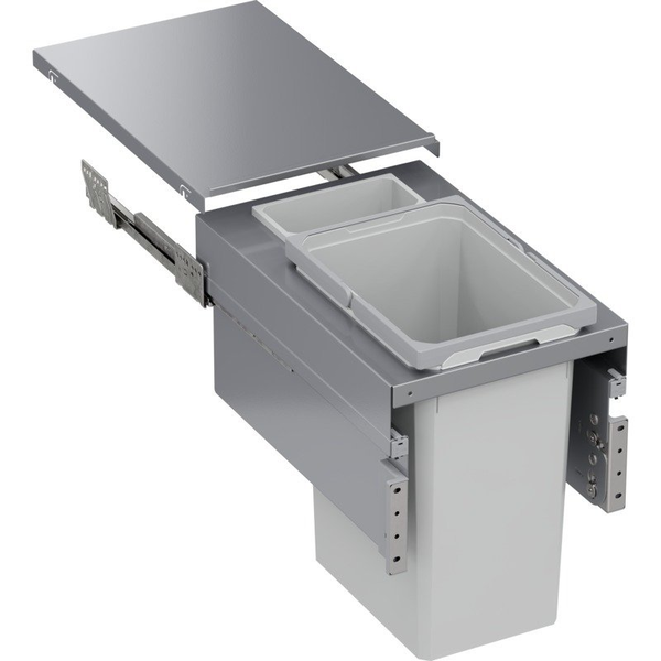 Vauth Sagel 10090008738, 31 Quart VS ENVI SPACE XX Top Mount Under Drawer Single Pull-Out Soft-Closing Waste Container For 13-1/2 Inch Frameless Opening Width, Platinum
