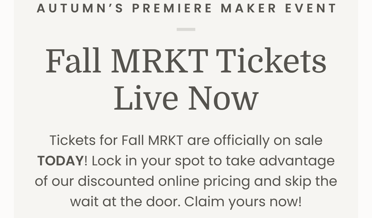 Fall MRKT Tickets Now On Sale!
