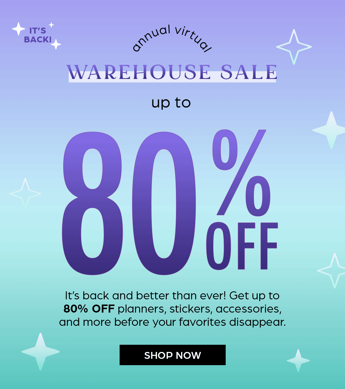 Annual Virtual Warehouse Sale - Up to 80% OFF