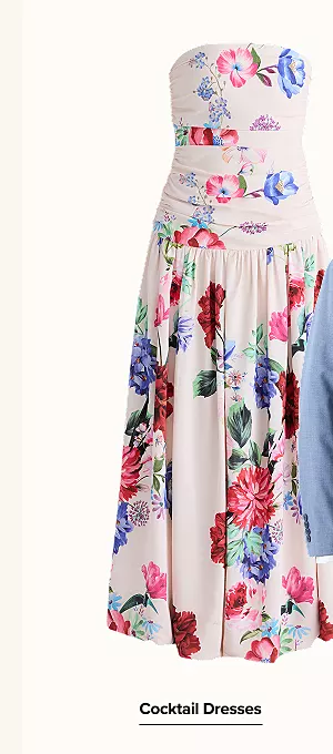 A floral dress. Cocktail dresses.