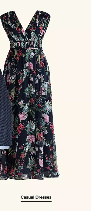 A black and floral dress. Casual dresses.