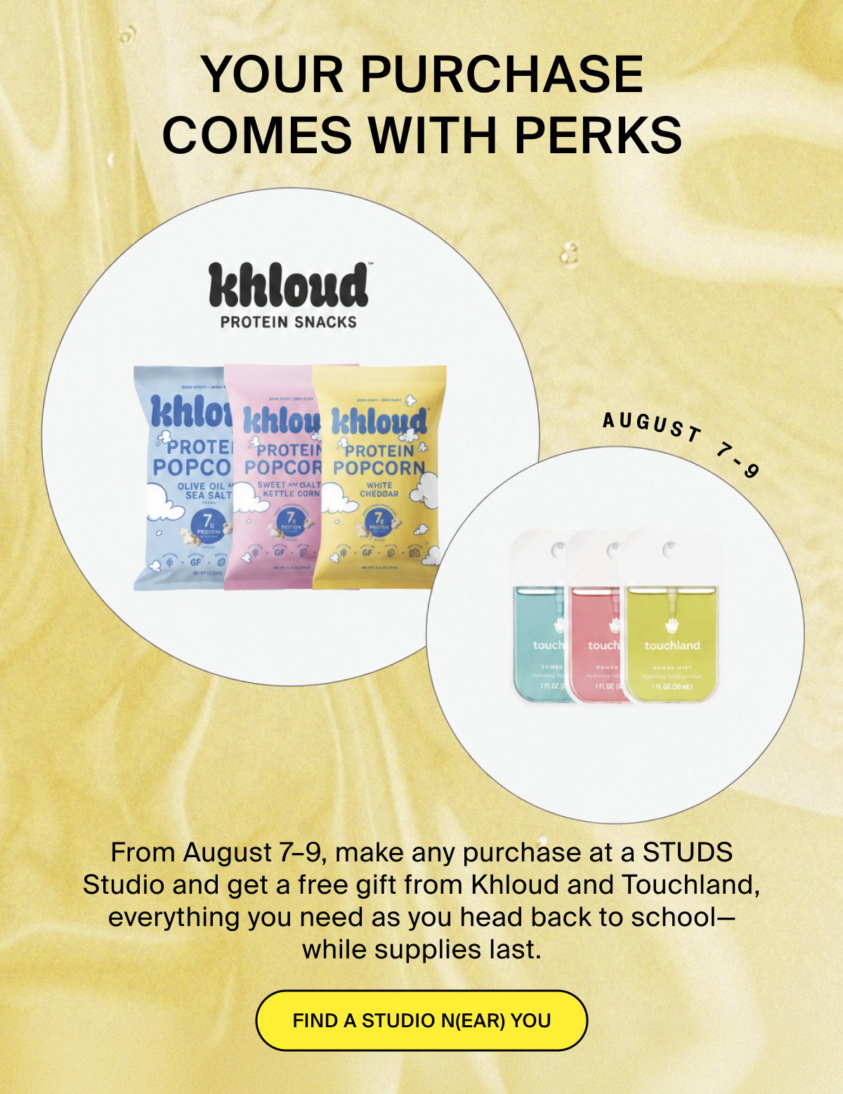 YOUR PURCHASE COMES WITH PERKS - FIND A STUDIO N(EAR) YOU