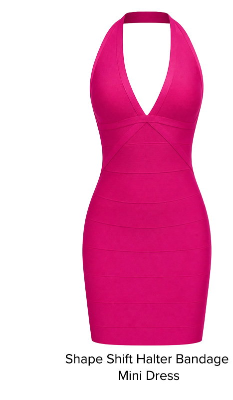 Shape Shift Halter Bandage Mini Dress Pink