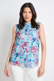 Floral Organza Sleeveless Blouse