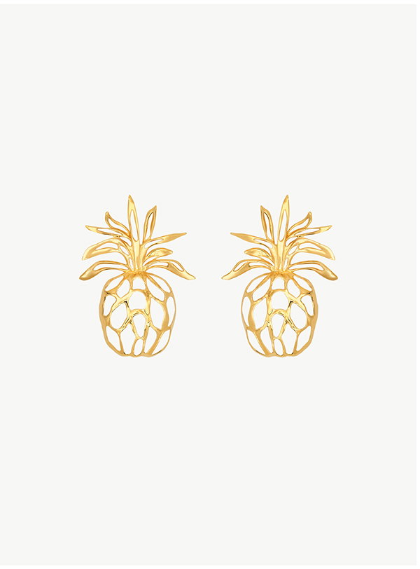 Openwork Pineapple Clip-On Earrings