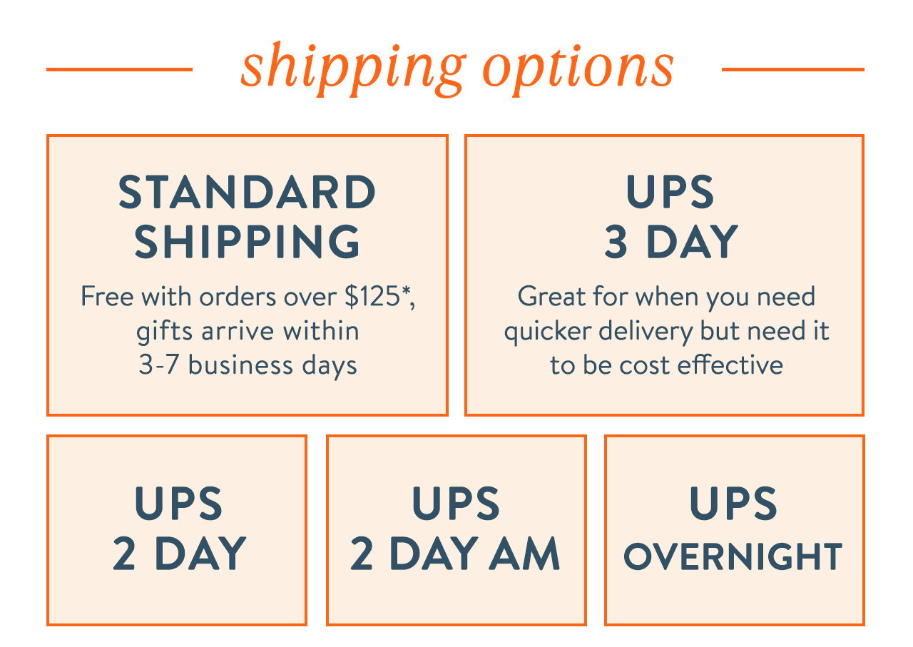 Shipping options 