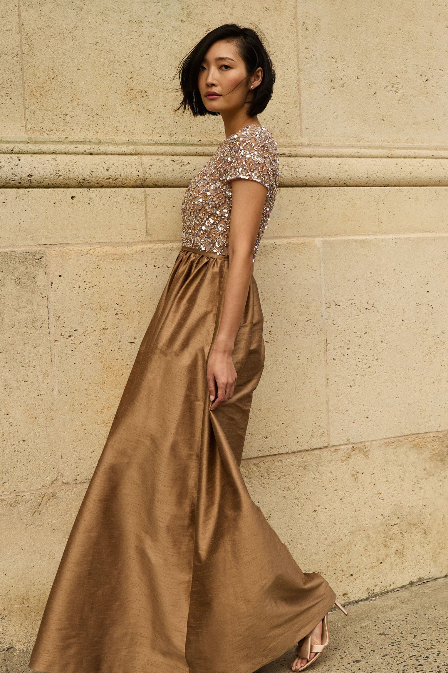 Image of EMBELLISHED LONDON GOWN - CAFE