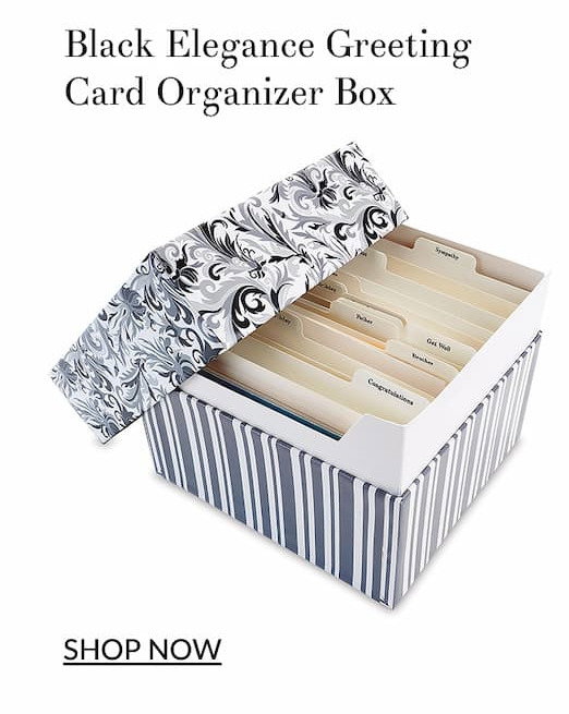 Black Elegance Greeting Card Organizer Box