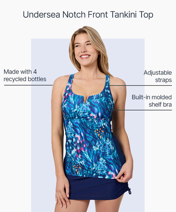 women's undersea notch front tankini top - shop now