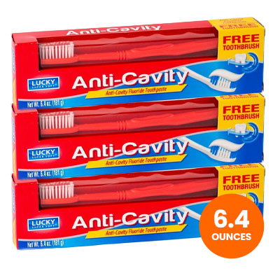 Anti-Cavity Toothpaste with Toothbrush - 6.4 oz Tube