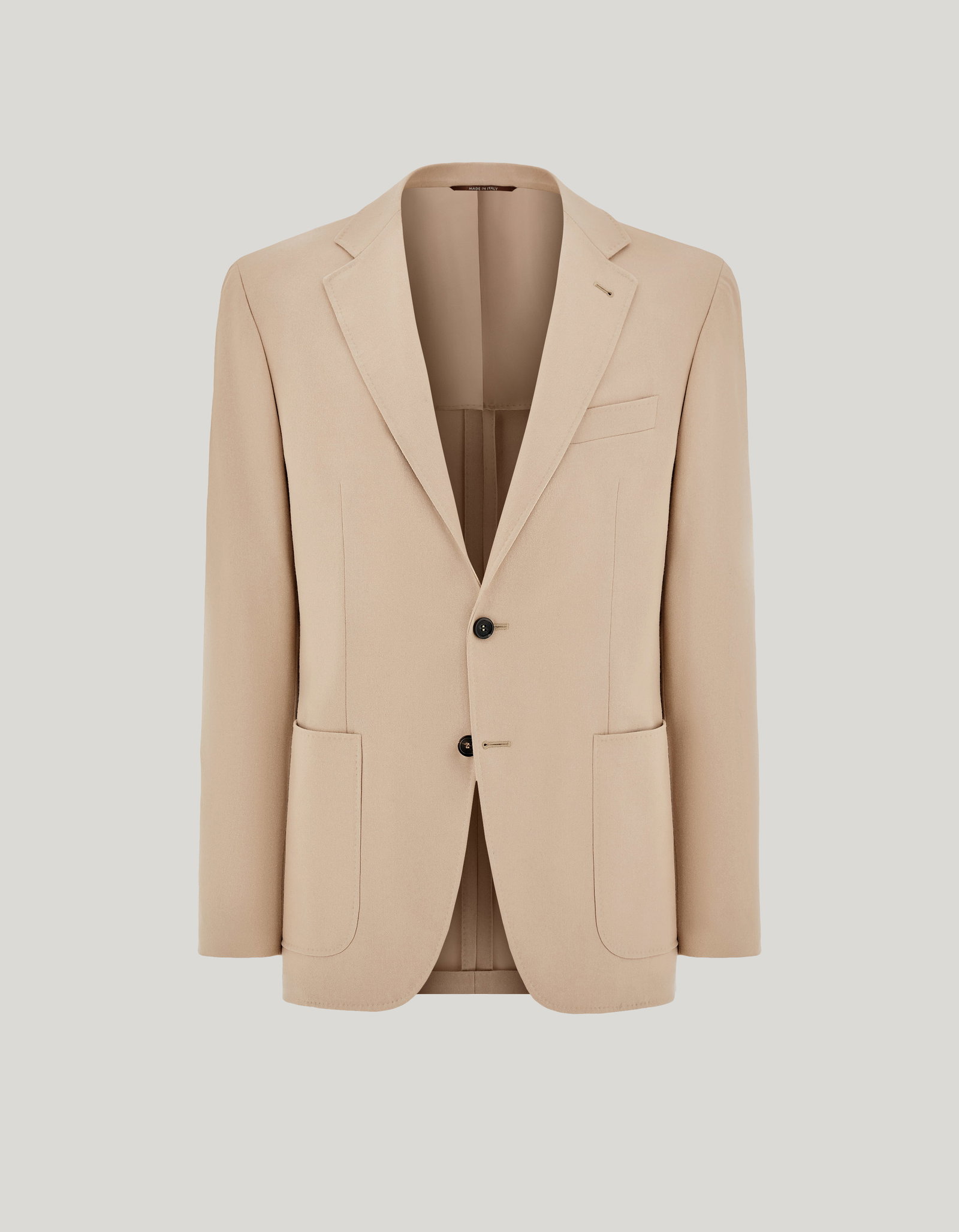 Men’s luxury modern fit beige wool flannel jacket_23275-AN04763-702
