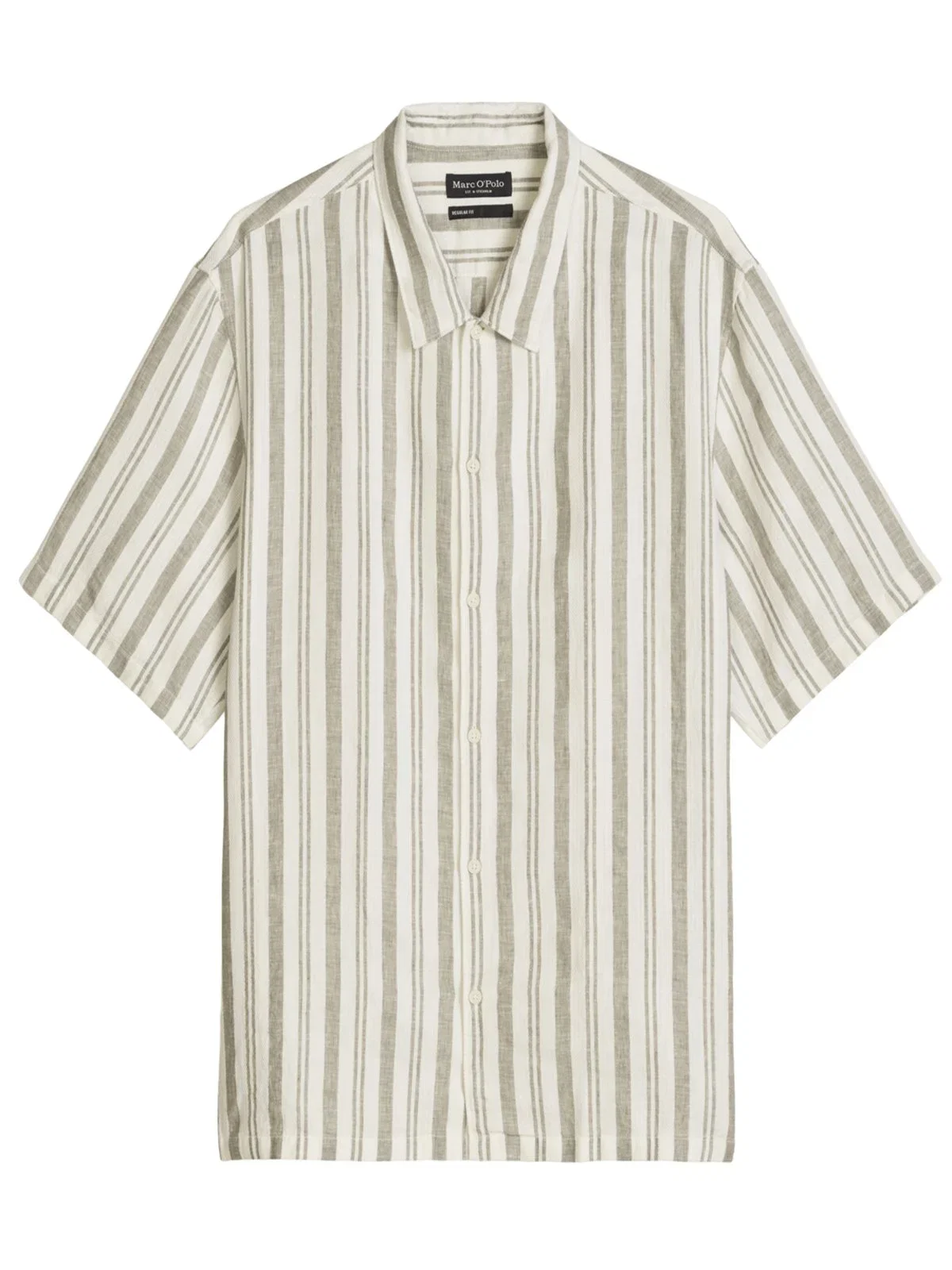 Knitted short-sleeved shirt made of linen and cotton, regular fit
