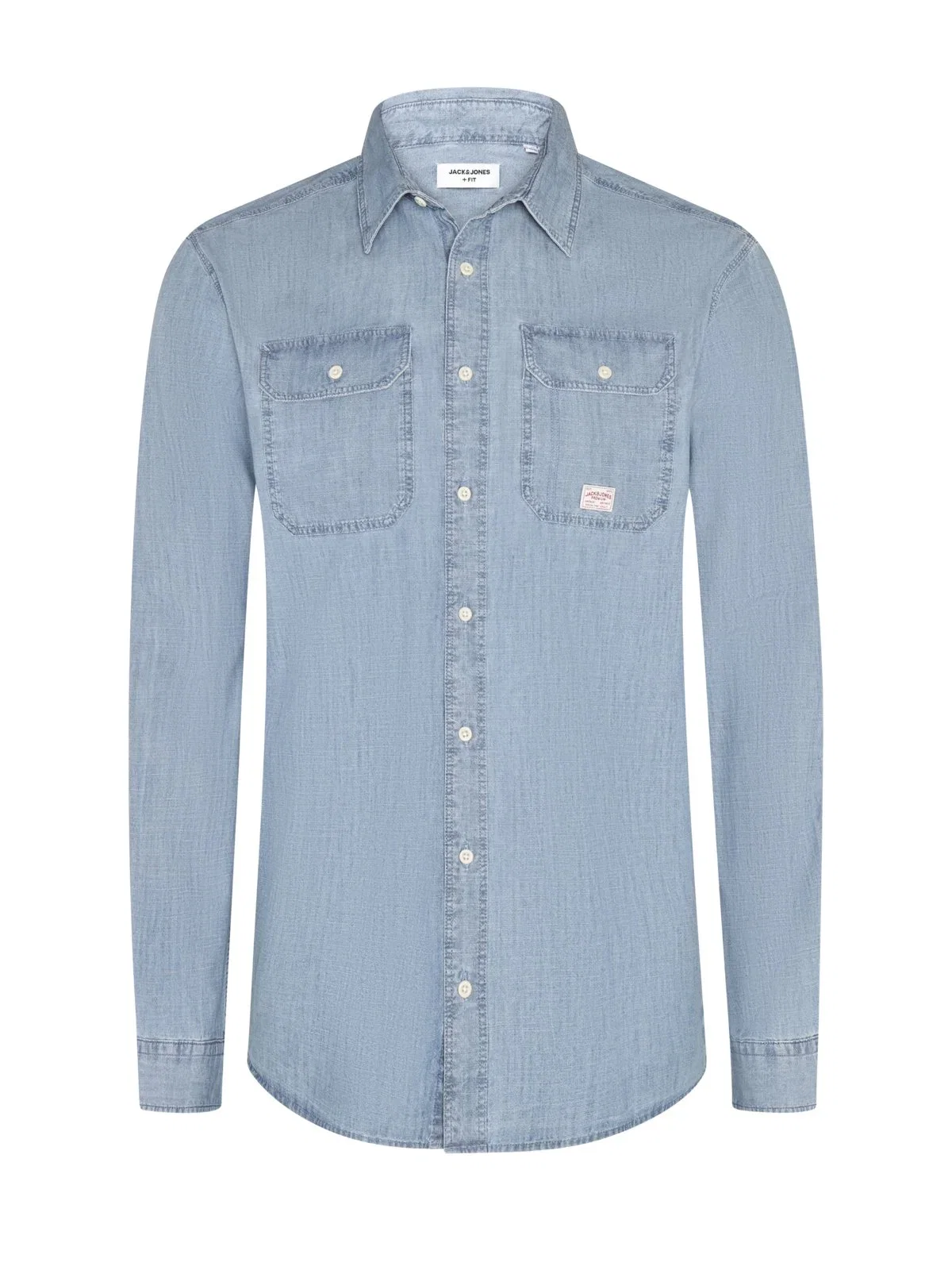 Cotton denim shirt with Kent collar