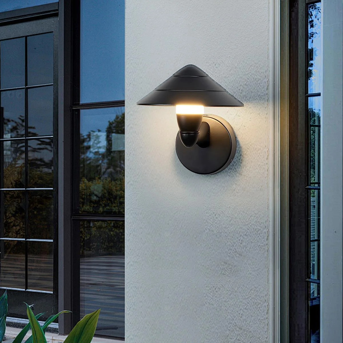 Image of Waterproof Modern Black Umbrella Outdoor LED Wall Lights