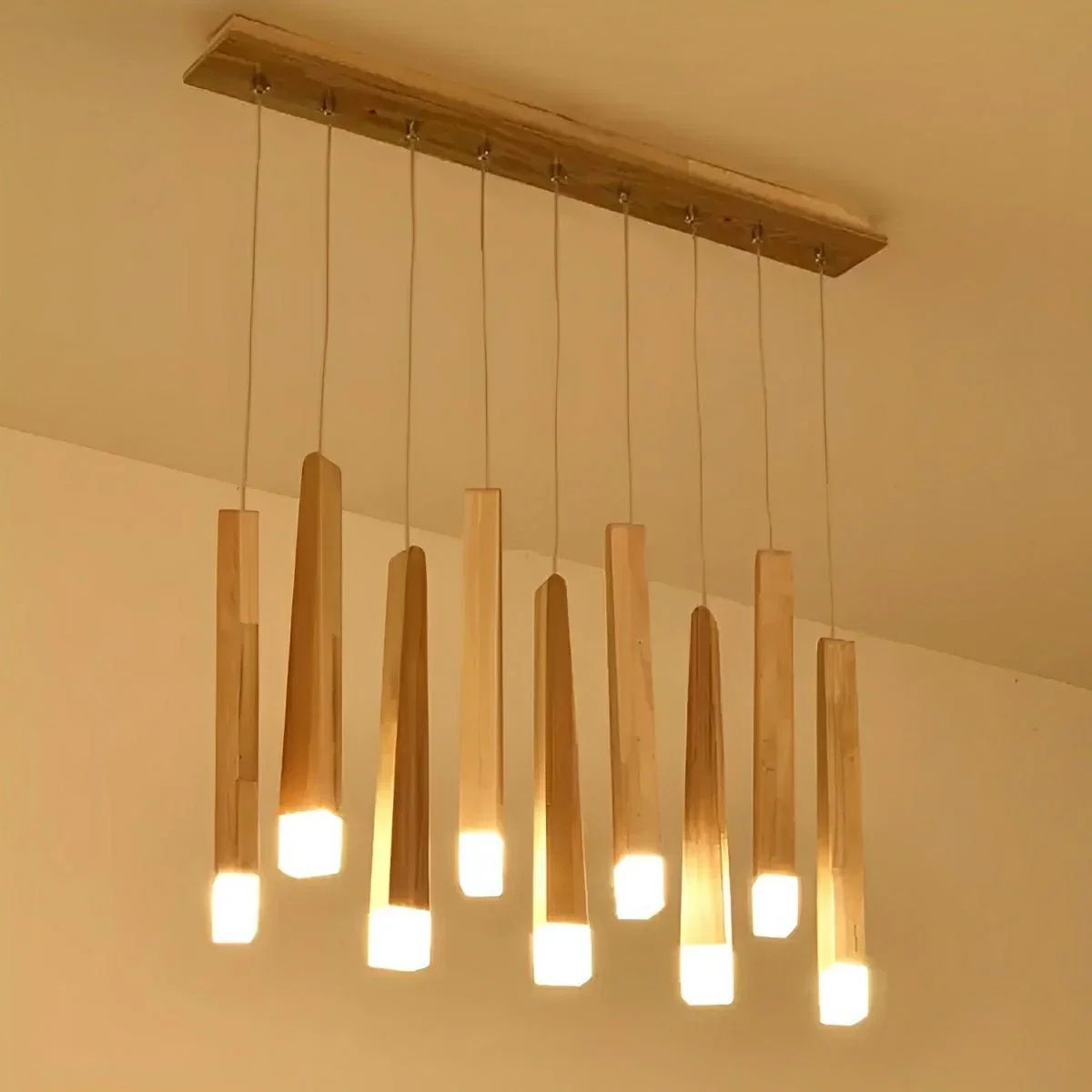 Image of Modern Minimalist Wood Art Firewood Stick Pendant Lights