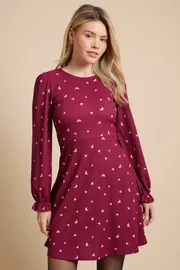 Berry Hearts Jersey Mini Dress
