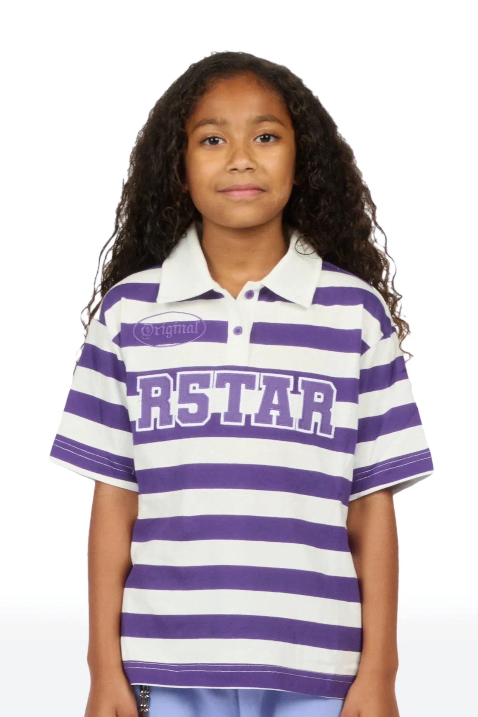 Image of Girls Fintan Purple/Cream Polo
