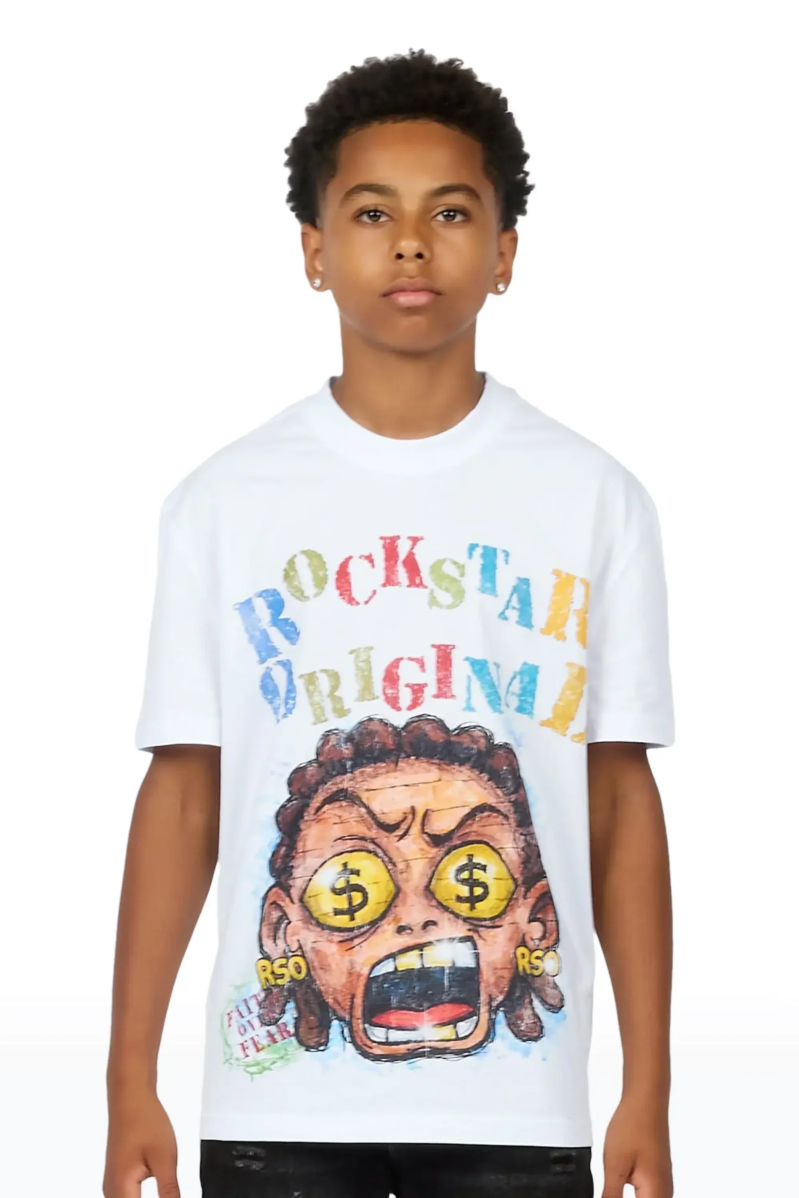 Image of Boys Jagger White Graphic T-Shirt