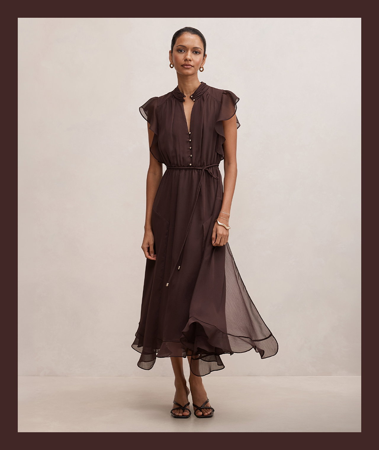 Maxwell Petite Flutter Sleeve Midi