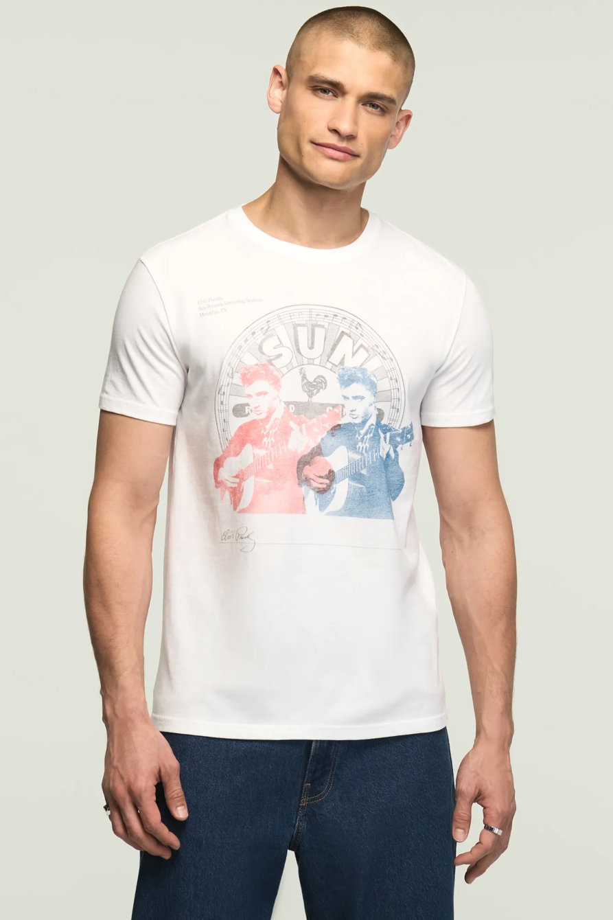 Image of Lucky Brand Elvis Repeat Tee - Men's Clothing Tops Shirts Tee Graphic T Shirts in Bright White