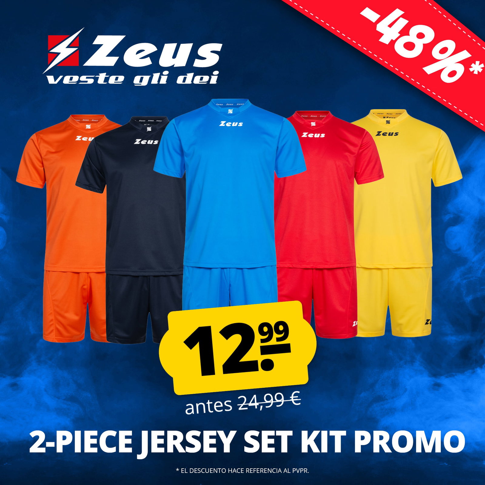 zeus kit promo conjunto de futbol 2 piezas