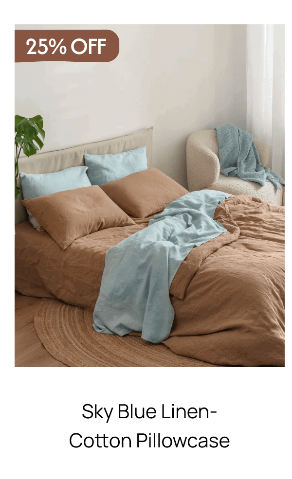 Sky Blue Linen-Cotton Pillowcase
