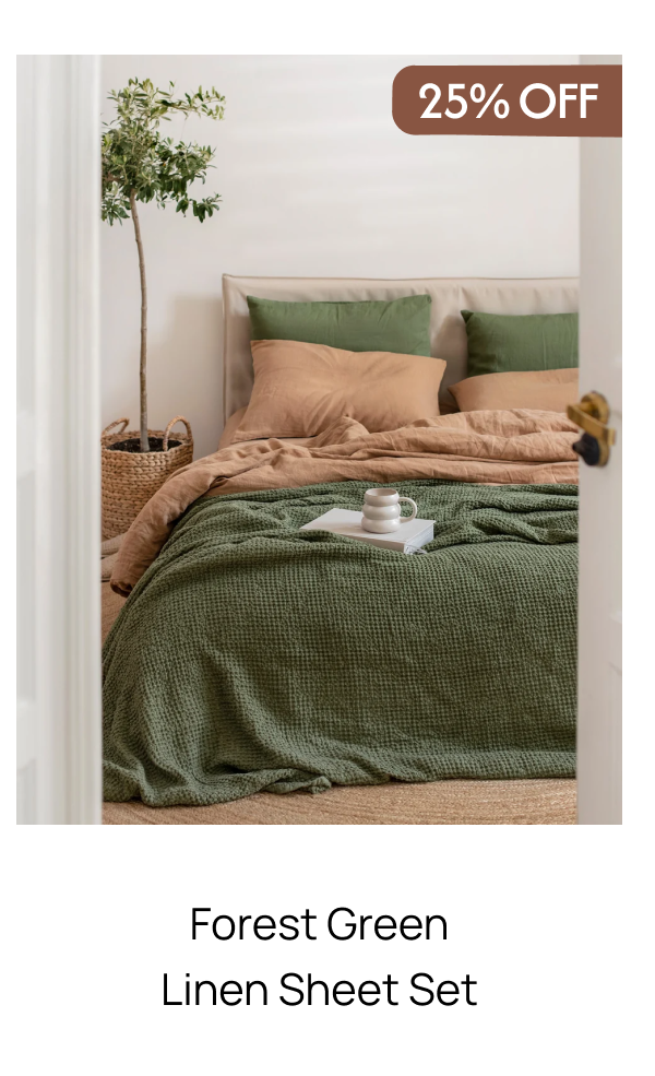 Forest Green Linen Sheet Set