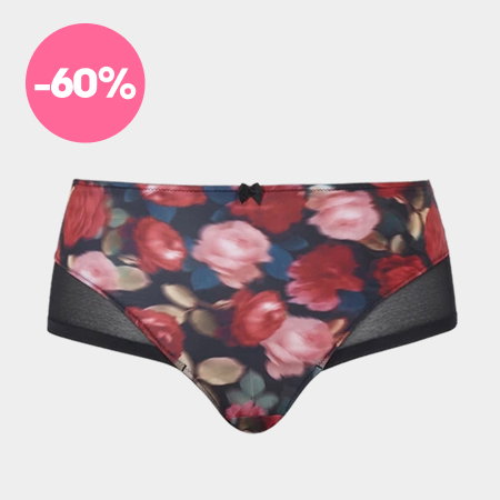 Culotte echancree bliss rose print noir