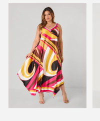 Swirl Print Satin Maxi Dress