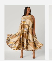 Tie Neck Printed Maxi Dress