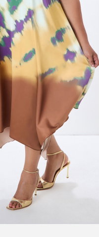Watercolor Satin Midaxi Dress