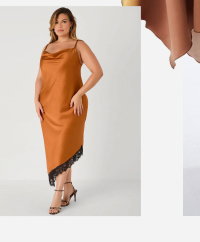 Asymmetric Lace Trimmed Slip Dress