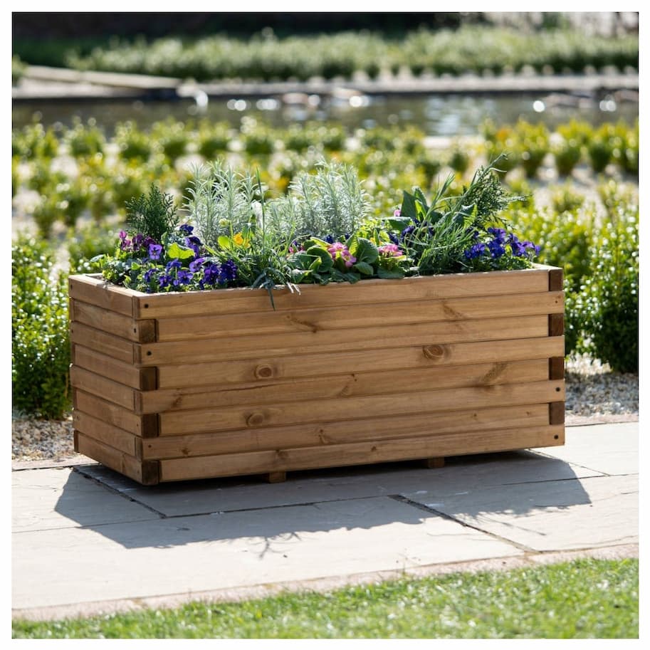 GARDEN STYLE Natural Wooden Raised Trough Planter