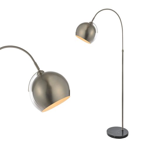 Benson Curved Floor Lamp, Satin Nickel
