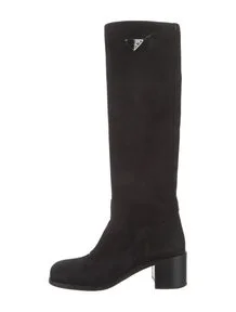 Enameled Metal Triangle Suede Boots
