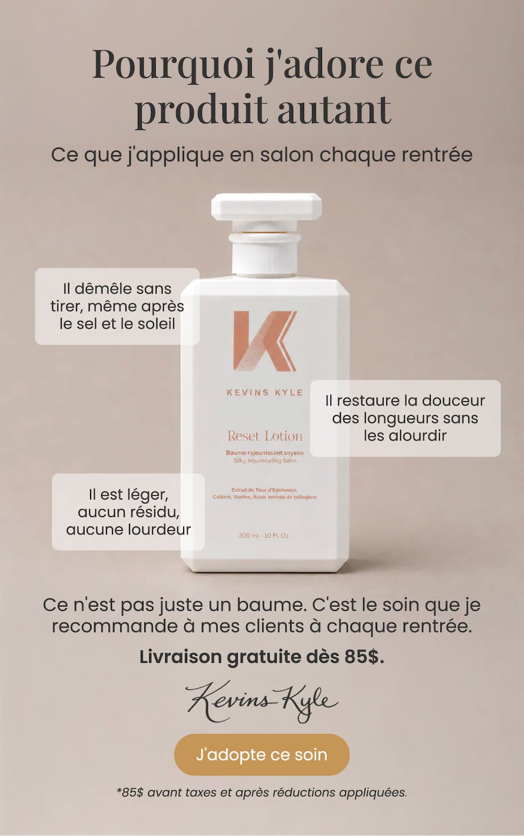 Pourquoi j'adore ce produit autant. 🌊 Il dêmêle sans tirer, même après le sel et le soleil  💧 Il restaure la douceur des longueurs sans les alourdir  ✨ Il est léger, aucun résidu, aucune lourdeur