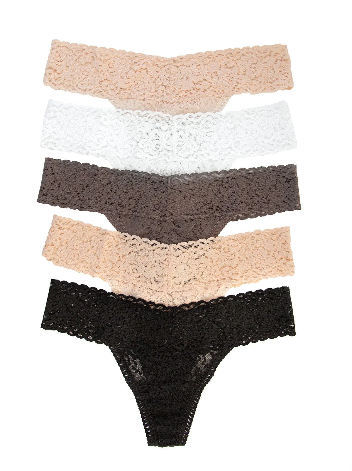 Image of Signature Stretch Lace Low Rise Thong 5-Pack