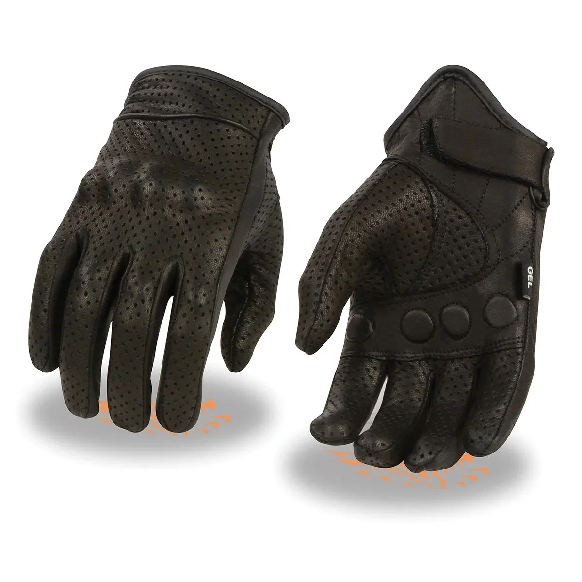 Image of Milwaukee Leather SH810 Men's Black Perforated Leather Motorcycle Riders Gloves with Knuckle Protection