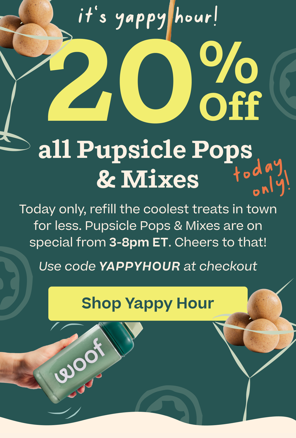 Shop 20% off on all Pupsicle Pops & Mixes Today Only from 3-8pm ET. Save Now
