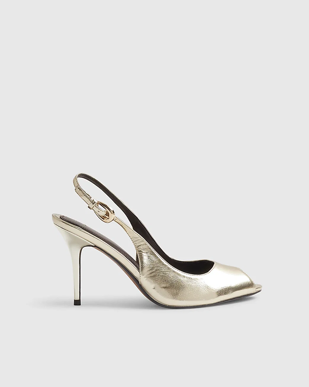 Womens Gold Stiletto Slingback Court Heels